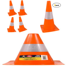 4 Pack Orange Safety Hazard Cones Hardware Plastic With Reflective Strip Collar