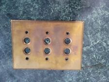 Vintage Brass 3 Gang Push Button Light Switch Wall Box Cover 1920s Original