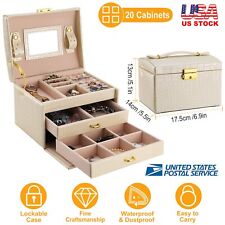 3 Layer Jewelry Box Organizer Case Necklace Earring Rings Watch Storage Box Gift