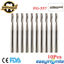 10pcs Dental Surgical Carbide Burs Cross Cut Cylinder Fissure Fg 557 Bur Drills