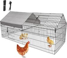 Metal Chicken Coop Hen Run House Spire 87x41x41 Poultry Cage W Cover For Pet