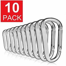10-pack Aluminum Carabiner D-ring Key Chain Clip Hook Silver
