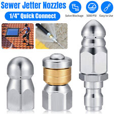 3pcs Sewer Jetter Nozzle Drain Jet Pressure Washer 14 Quick Connect 5000 Psi