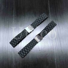 20 22 24 Mm Black Silicone Rubber Watch Band Strap Deployment Clasp Buckle Usa