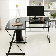 Corner Computer Desk Glass L Shape Desk Gaming Study Pc Table Home Furniture