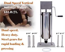 Stainless Steel 15l Sausage Maker Dual Speed Vertical Sausage Stuffer 4 Sizes