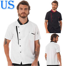 Us Unisex Mens Chef Coat Jacket Restaurant Women Kitchen Uniform Shirt Workwear