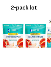 2 Pk Lot Sugar-free Liquid Iv I.v. White Peach Powder Packets 14 Sticks X2