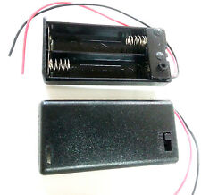 Pack Of 2 - New 2 Aa Battery 3v Holder Box Case With Switch Black Onoff