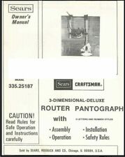 Deluxe Router Pantograph Operators Manual Fits 1978 Craftsman 3d 335.25187