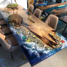 Ocean Wave Epoxy Dining Table River Table Top Walnut Wood Table Made To Ord