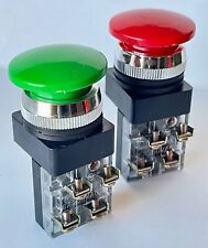 Push Button Switch Set Momentary Mushroom Head Green Red Ac 250v 6a New