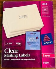 Brand New Avery 5660 Laser Clear Address Labels - 1 X 2 34 30 Sheets