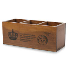 Wooden Desktop Storage Organizerremote Control Caddy Holder Wood Box Container