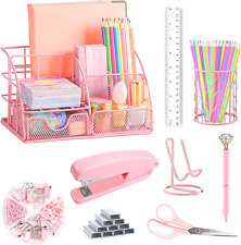Pink Desk Organizers And Accessories Office Supplies Set Stapler Pen Holder Ph