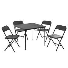5 Piece Resin Card Folding Table And Four Folding Chairs Set Black