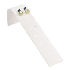 White Faux Leather 5 Pair Earring Jewelry Display Holder Ramp Stand