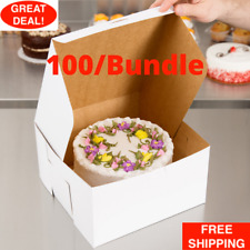 100 Pack 10 X 10 X 5 White Square Paperboard Cake Bakery Box Restaurant Home