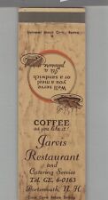 Matchbook Cover - Jarvis Restaurant Catering Service Portsmouth Nh