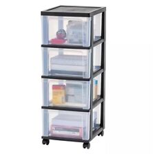 4-drawer Clear Narrow Rolling Storage Organize With Wheels Black