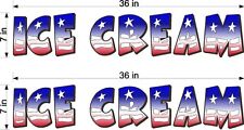 Pair Of 7 X 36 Vinyl Decals Ice Cream Red White Blue Flag Style Truck Cart