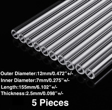 Lot Of 5 6 Pyrex Glass Blowing Tubes 12 Mm Od 7 Mm Id Tubing 2.5 Mm Thickness