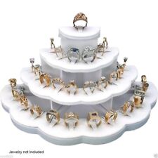 Ring Clip Display White Faux Leather Holds 29 Rings Jewelry