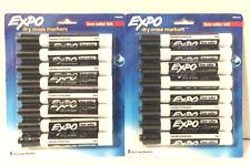 Expo Dry Erase Markers Lot Of 16 All Black Chisel Tip Low Odor Ink 2 Packs Of 8