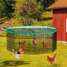 8 Panel Metal Chicken Coop Run Duck House Outdoor Walk-in Poultry Cage Oxford