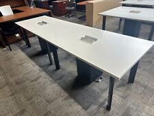 10 Conference Table In White Laminate Finish W Black Metal Legs By Haworth
