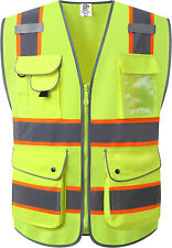 Class2 Hi-vis Reflective Safety Vests With 8 Pockets And Zipper Front Dvest-1