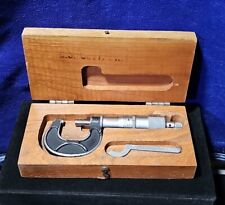 Vintage Scherr Tumico 0-1 In Blade Micrometer Usa In Wooden Box And Wrench