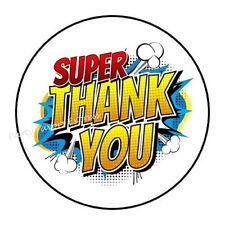 Superhero Super Thank You Envelope Seals Labels Stickers Party Favors