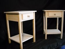 Set Of 2 Unfinished Pine End Table Wshelf Shaker Square Edge Top