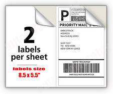 220-11000 Shipping Labels 8.5 X 5.5 Half Sheets Blank Self Adhesive 2 Per Sheet