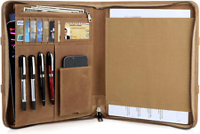 Leather Portfolio Organizer Notebook Pad Binder Folder With Zipper Unisex