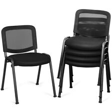 Set Of 5 Conference Chair Mesh Back Office Waiting Room Guest Reception Black
