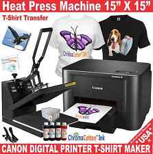 Heat Press 15x15 Transfer Sublimation Canon Printer T-shirt Maker Start Pakc