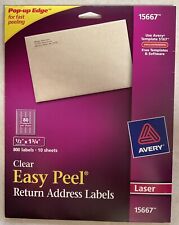 Avery Easy Peel Clear Return Address Labels 15667 560-pk 7 Laser Sheets