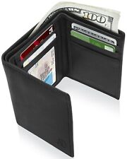Real Leather Slim Wallets For Men Trifold Mens Wallet W Id Window Rfid Blocking