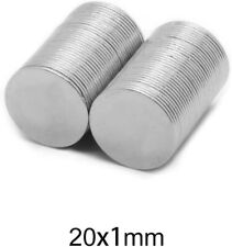 Lot 100 500 20mm X 1mm Neodymium Disc Strong Rare Earth N48 Small Fridge Magnets