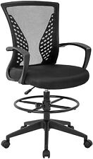 Ergonomic Drafting Stool Wlumbar Support Foot Ring Tall Office Drafting Chair