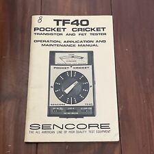 Sencore Tf40 Pocket Cricket Transistor Fet Tester Operation Manual 1197
