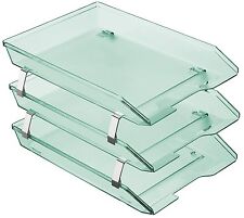 Acrimet Facility 3 Tiers Triple Letter Tray Frontal Clear Green Color