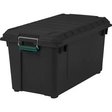 82 Qt. Storage Tote Box Bin Plastic Stackable Black Organizer Container