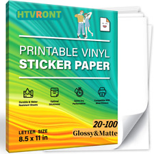 Glossy Matte 8.5x11 Printable Vinyl Sticker Paper For Inkjet Laser Waterproof