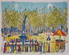Susan Pear Meisel Gi Joes Hot Dog Cart Signed Lithograph Summer Central Park Ny