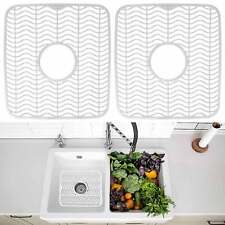 2 Pc Protective Kitchen Sink Mat Dish Rack Cushion Drainer Pad White 11 X 12