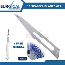 10 Sterile 11 Surgical Blades With Free 3 Scalpel Knife Handle Medical Dental
