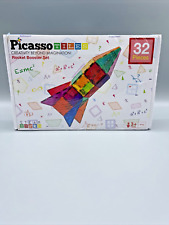 Picasso Tiles 32 Piece Magnetic Building Block Rocket Booster Set New
